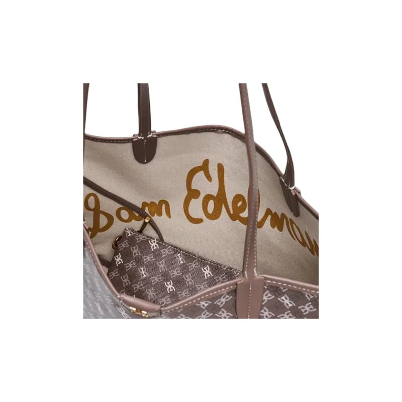 SAM EDELMAN Fabric Tote Bag, Shopping Bag, Shoulder Bag Large Size Women's Black/Brown-3