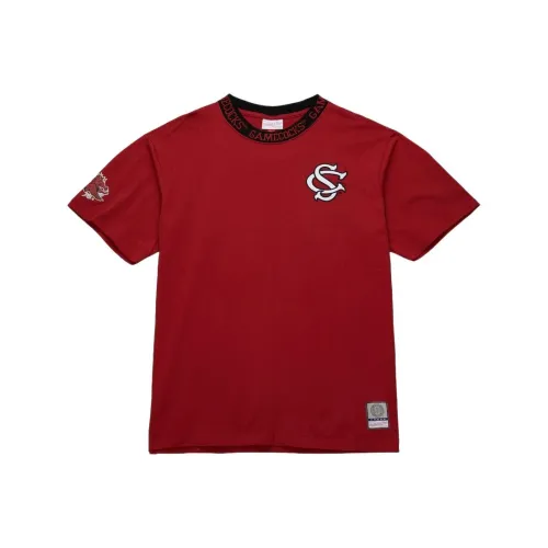 Mitchell & Ness x NCAA South Carolina Gamecocks Jacquard Ringer T Shirt Men's Garnet