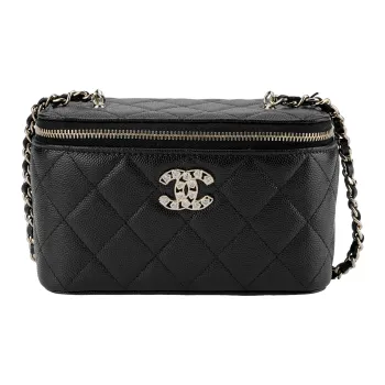 CHANEL Cow Leather Crossbody Bag Women's Black