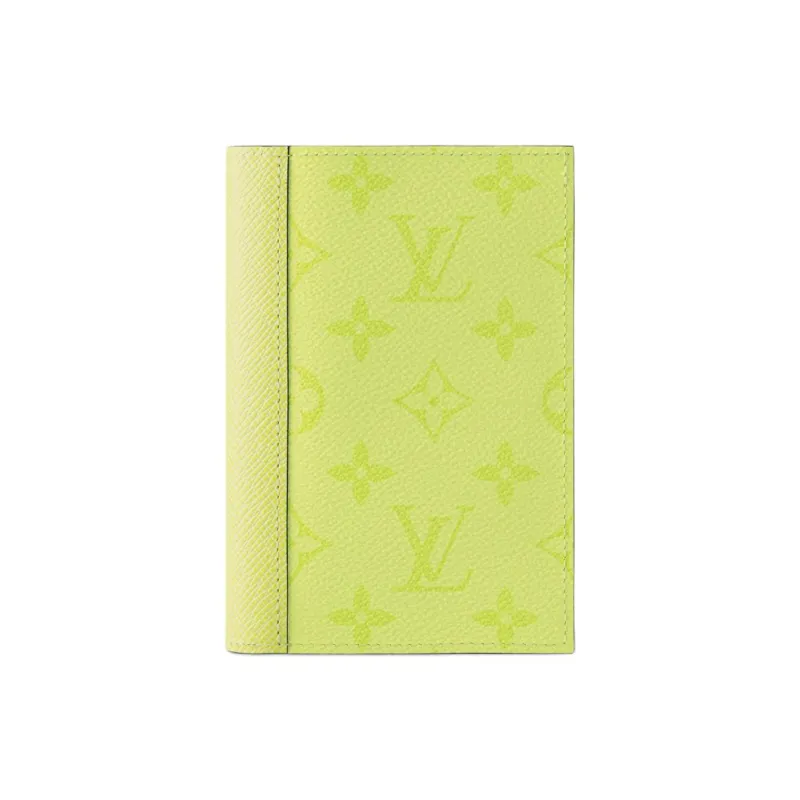 LOUIS VUITTON Taigarama Monogram Coated Canvas With Taiga Cow Leather Passport Holder Men's Lemon-0