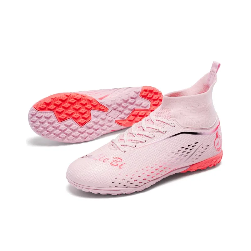 QIUTEXIONG Soccer Shoes Unisex High Top Pink/Green/Yellow-4
