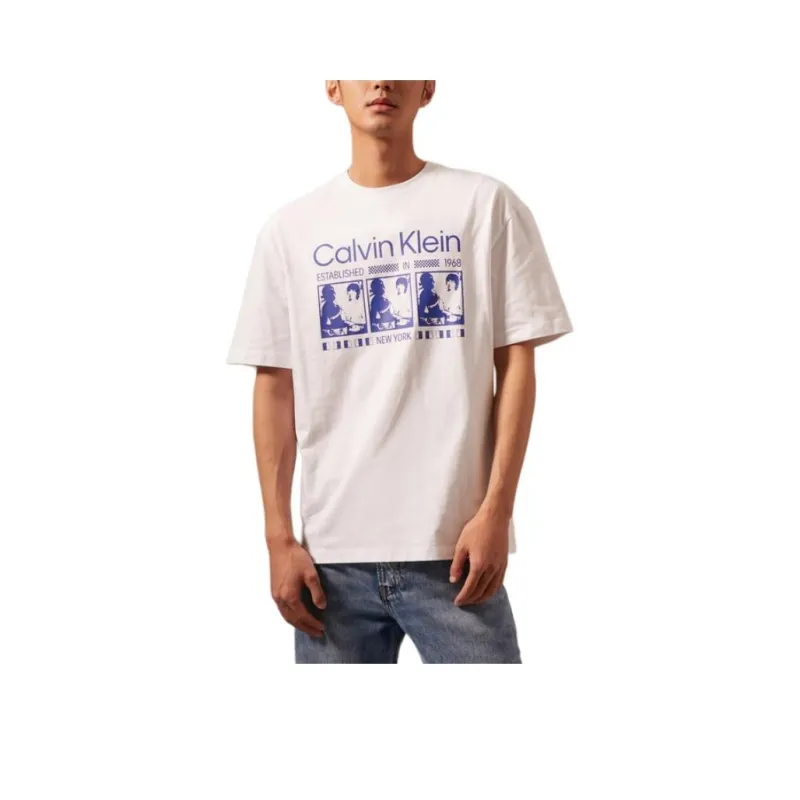 CALVIN KLEIN Rainbow Series T Shirt Men's Moon White-0