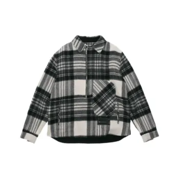WE11DONE Half zip Plaid Wool Shirt