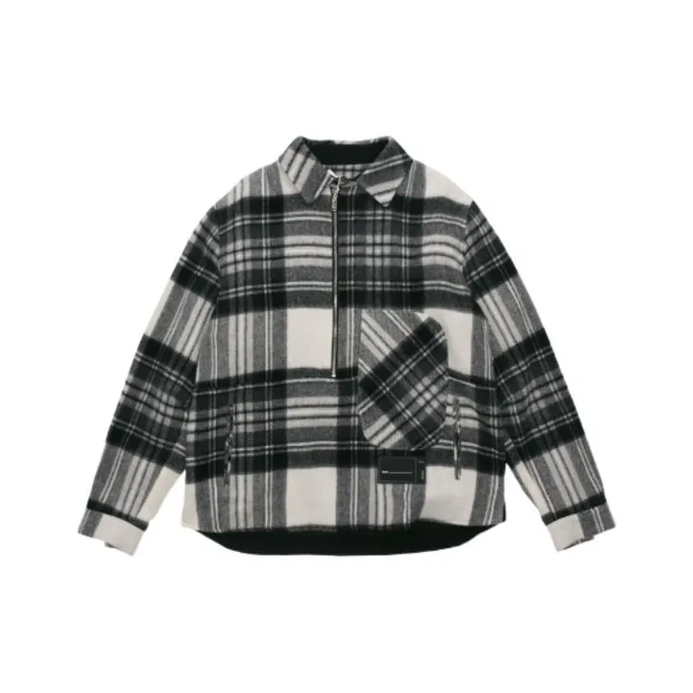 WE11DONE Half zip Plaid Wool Shirt-0