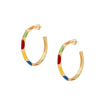Oups! Encounter Memphis Collection 925 Sterling Silver Needle Multicolor Reversible Hoop Earrings, Box Women's