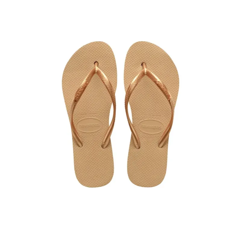 Havaianas Rubber Sole Abrasion Resistant Slip Resistant Flip Flops Women's Gold-2