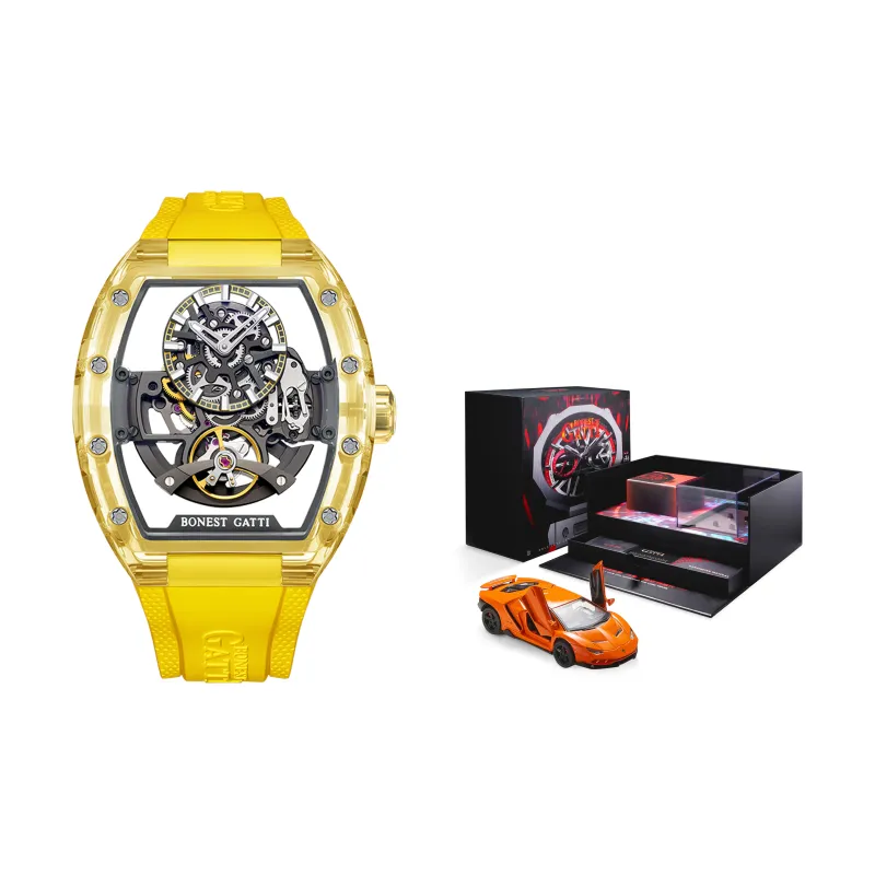 BONEST GATTI King Speed Automatic Mechanical Movement Rubber Strap Men's Watches Cut Out Dial-0
