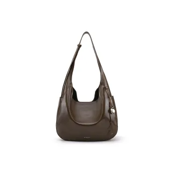 LA FESTIN Cow Leather Tote Bag, Shoulder Bag Large Size Women's Mocha Mousse/Twilight Black