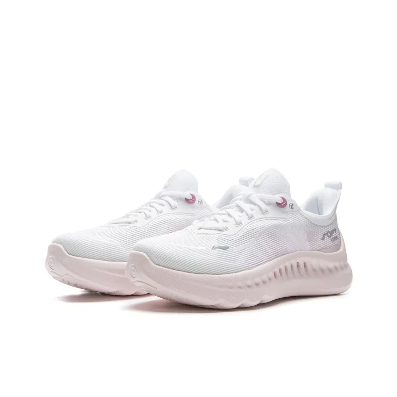 LiNing Cushioning Breathable Wear Resistant Low Top Casual Shoes Women's White Pink-2