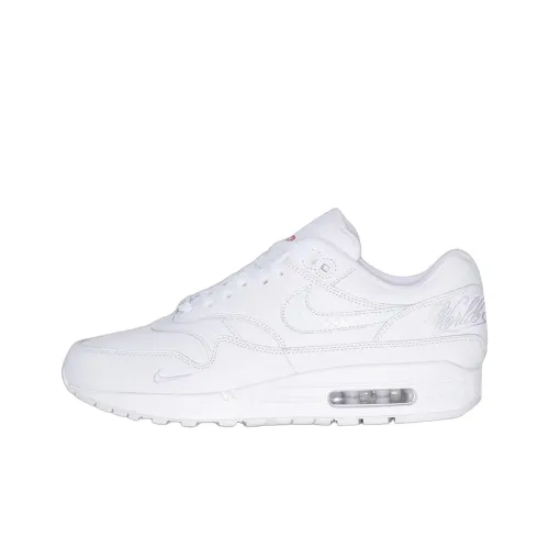 Supreme x Nike Air Max 1 Anti Slip Wear Resistant Low Top Air Cushion Running Shoes Unisex White