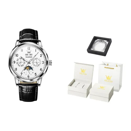 OLEVS Wisdom Series Mechanical Movement Leather Watch Bands Watch Men's Watches Black Dial