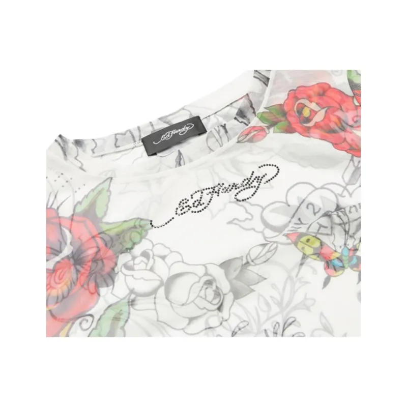 Ed Hardy T Shirt Women's Ivory White-4