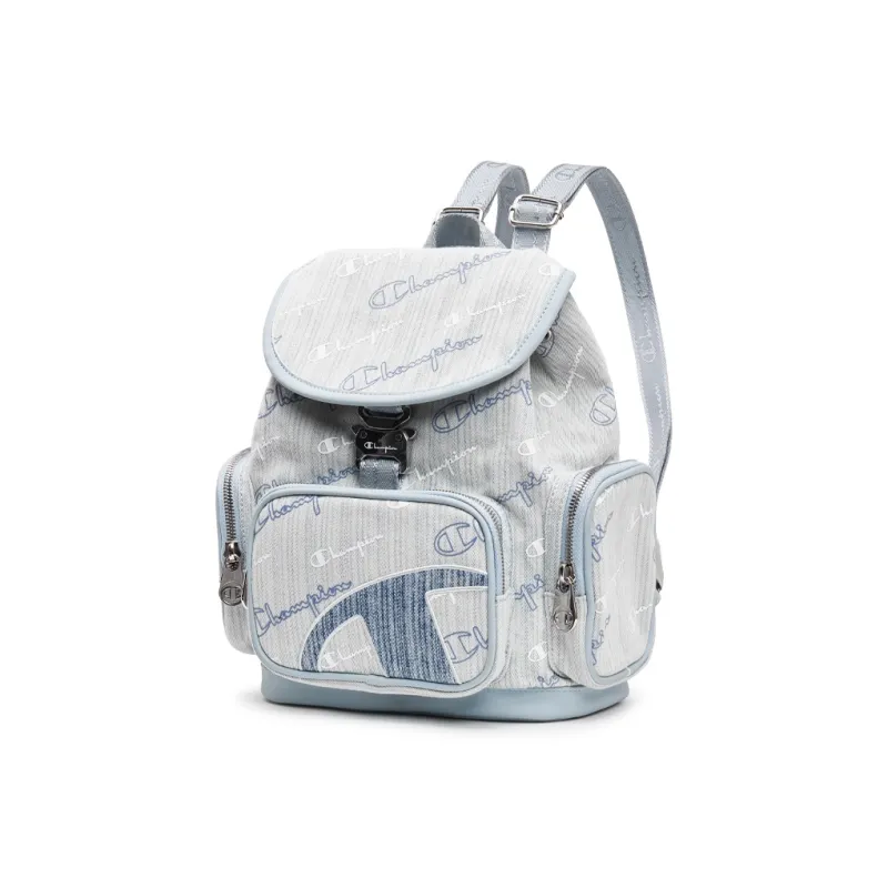 Champion Fabric, Synthetic Leather Backpack Women's Light Blue Denim/Dark Blue Denim-1