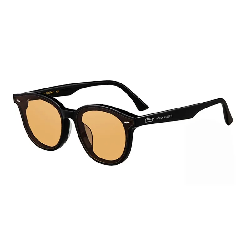 HELEN KELLER Plate Frame Round Sunglasses Unisex-5