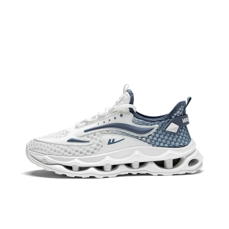 WARRIOR Ride The Wind And Waves Series Running Shoes Unisex Low Top White Gray/White Blue-7