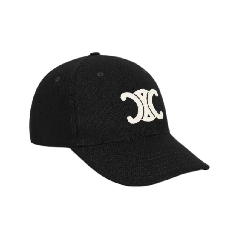 CELINE Wool, Cotton, Polyamide Blend Baseball Caps Men's Black-2