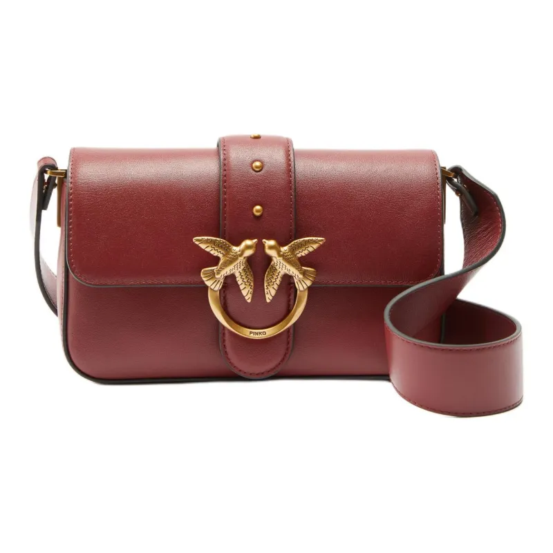 PINKO Love Bag Cow Leather Shoulder Bag Mini Women's Red-0
