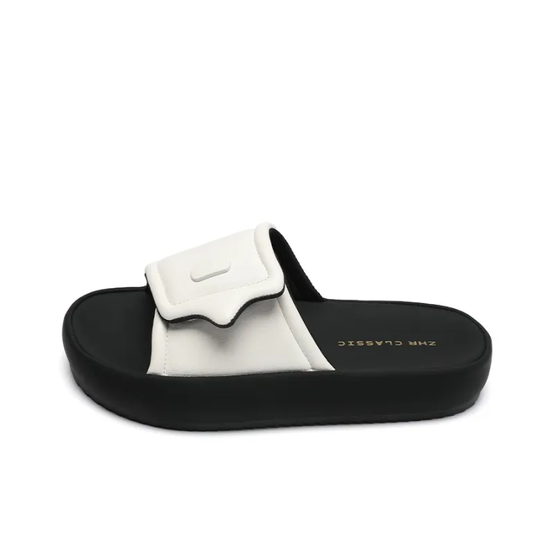 ZHR PU Polyurethane Quiet Slide Slippers Women's-0