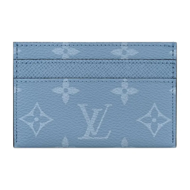 LOUIS VUITTON Taigarama Cow Leather Card Holder Regular Women's Sky Blue-2