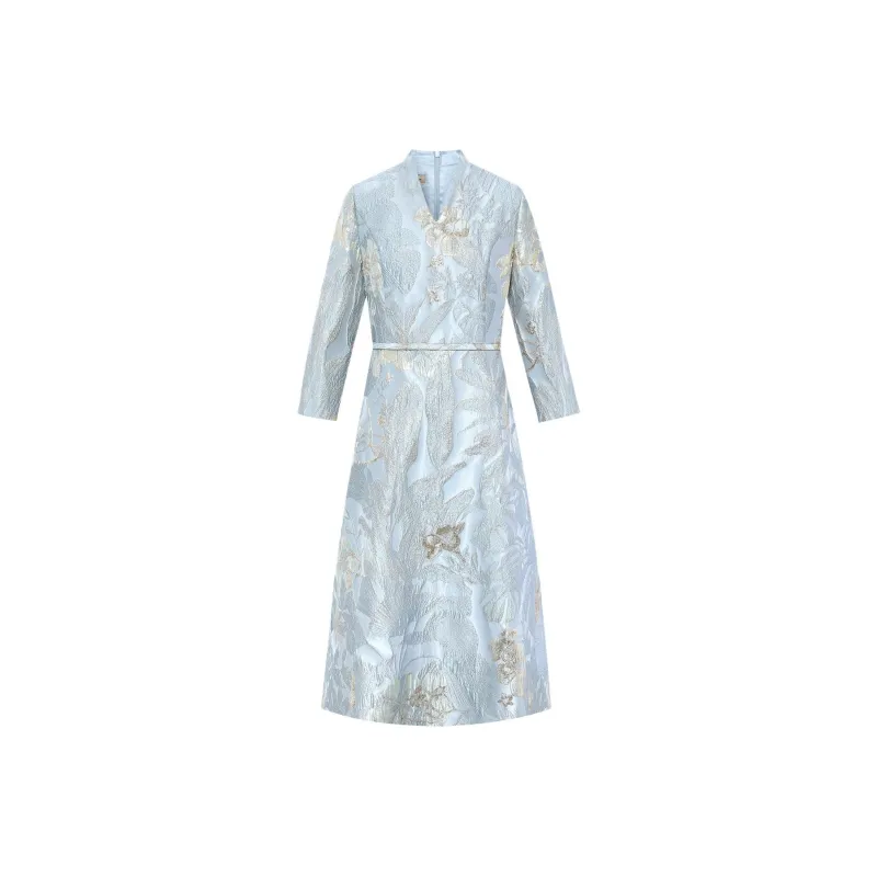 BBLLUUEE Long Sleeved Dress Women's Aqua Blue-3