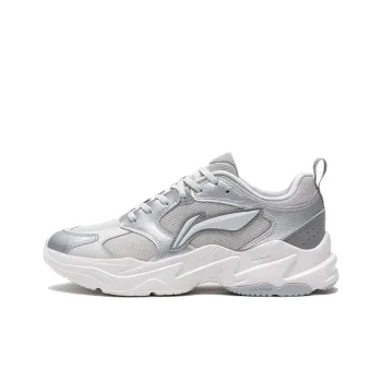 LiNing Pulse Cushioning Slip Resistant Height Increasing Low Top Chunky Sneakers Men's Silver Gray