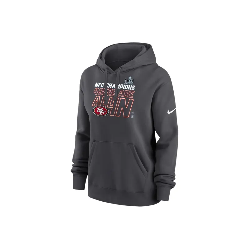 Nike San Francisco 49ers 2023 NFC Champions Trophy Sweatshirt Men's Gray Black-0