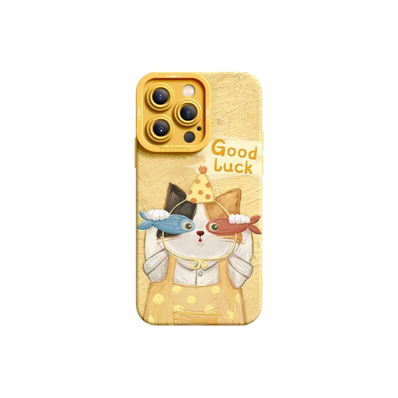 I Create My Art Silicone Material Touch The Fish Cat Phone Cases Compatibility IPhone16/15/14/13/12/11-6