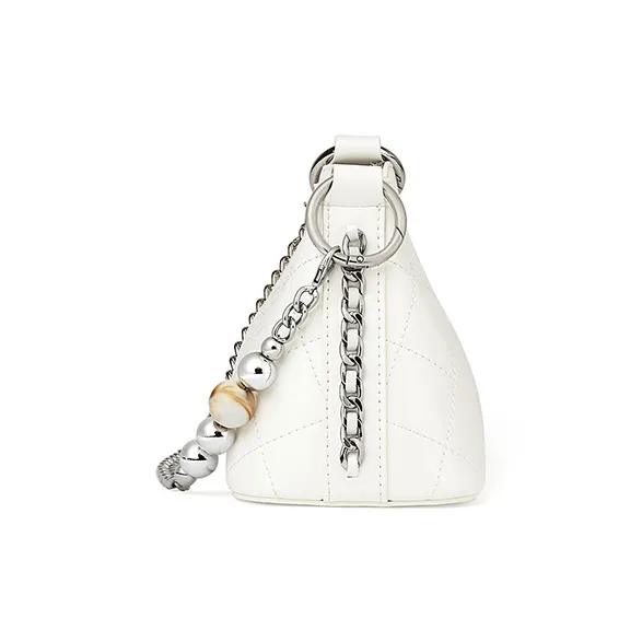 TUCANO Cow Leather With Synthetic Leather Shoulder Bag Regular Women's Pearl White-3
