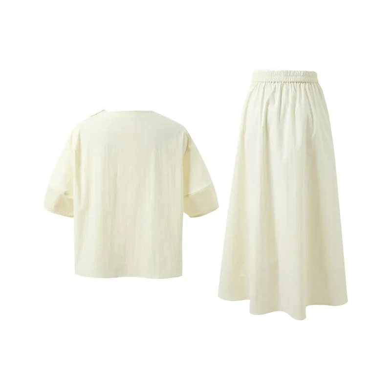 3COLOUR Clothing Sets Women's Light Yellow Top+Skirt-1