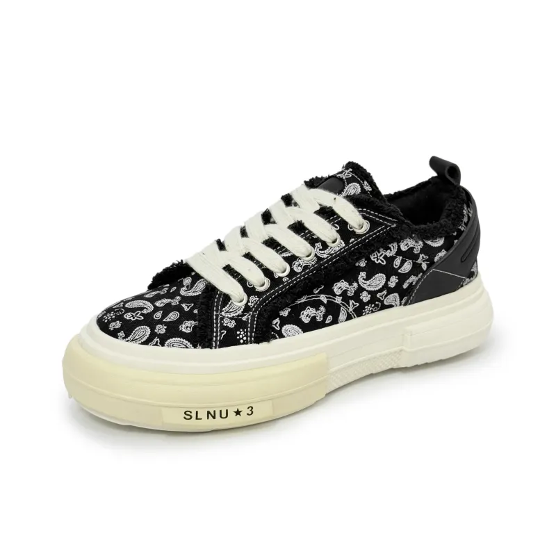 Boogie Bear Canvas Shoes Men Low Top White/Paisley/Black/Green-1