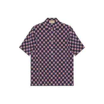 GUCCI Borderless Scrollwork Shirt Men's Blue