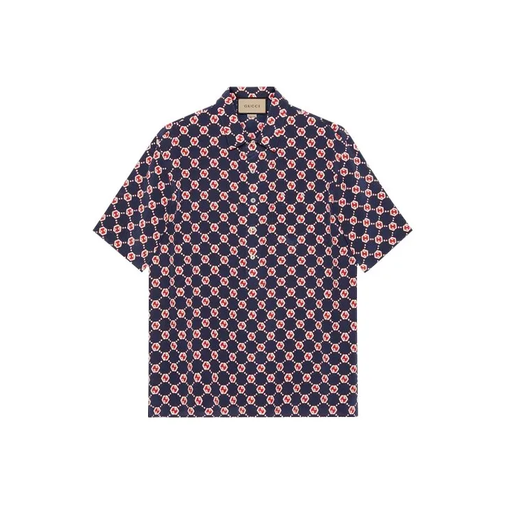 GUCCI Borderless Scrollwork Shirt Men's Blue-0