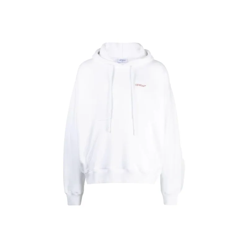 Off- Logo Printed Drawstring Hoodie-0