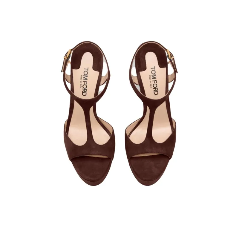 TF ANGELINA One Strap Sandals 10cm Women's Brown-4