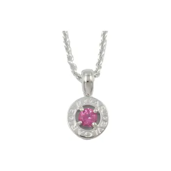 BVLGARI 2010s 18K White Gold 1P Pink Sapphire Necklace