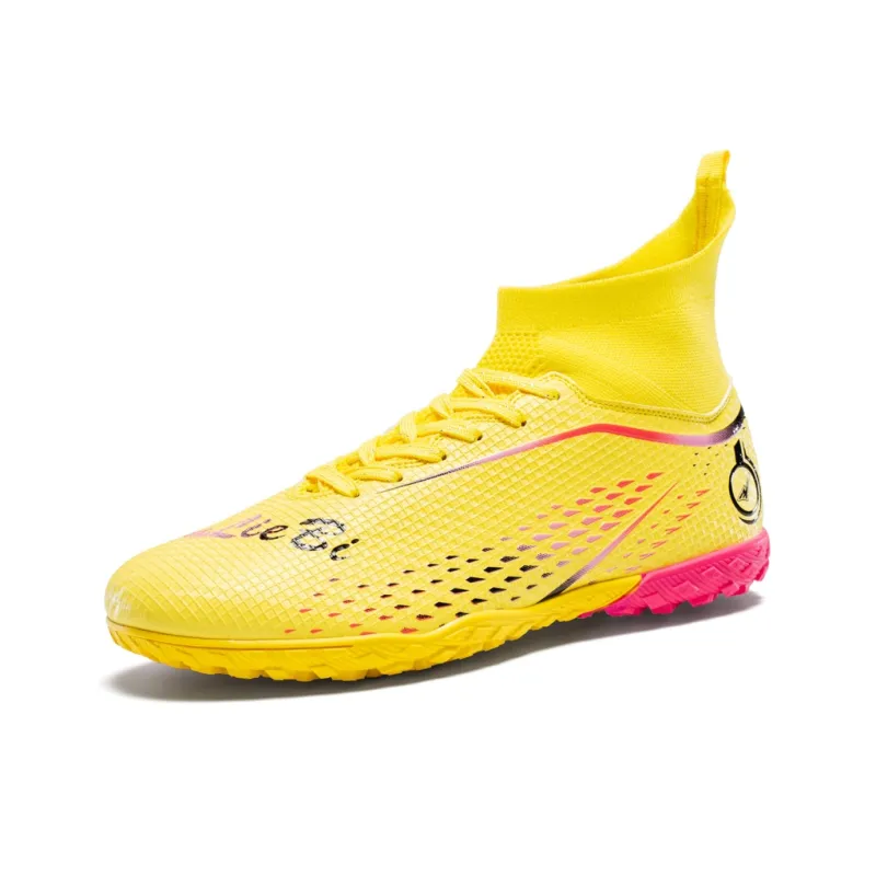 QIUTEXIONG Soccer Shoes Unisex High Top Pink/Green/Yellow-15