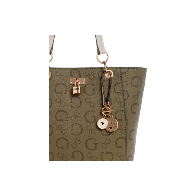 GUESS Artificial Leather Tote Bag Shopping Bag Shoulder Bag Crossbody Bag Handbag Women's Green-3