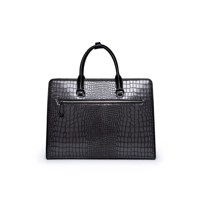 Chrisdien Deny Cow Leather Briefcase Medium Size Men's Black-1