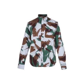 KENZO Shirts Men Green Brown Camouflage