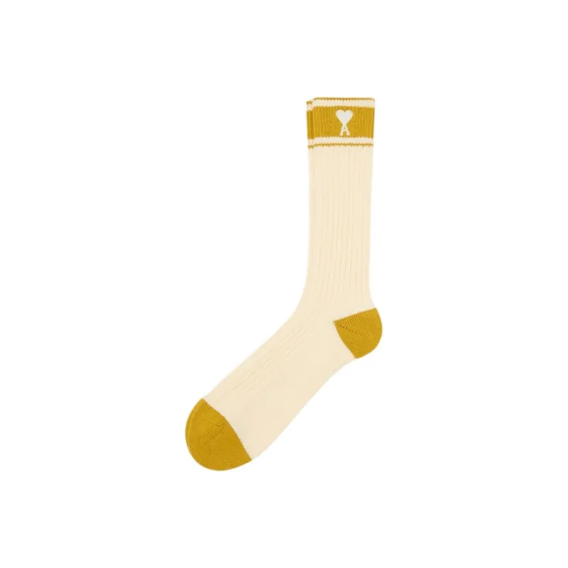 AMIPARIS Mid Calf Socks Unisex Cream Apricot/Coffee-0
