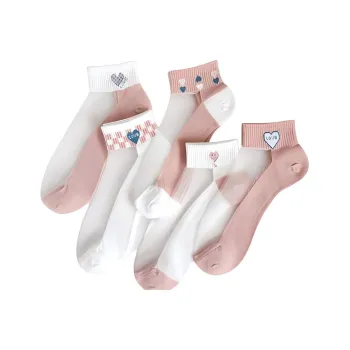 Beerus Ankle Socks Women's 5 Pack Heart Crystal Thread