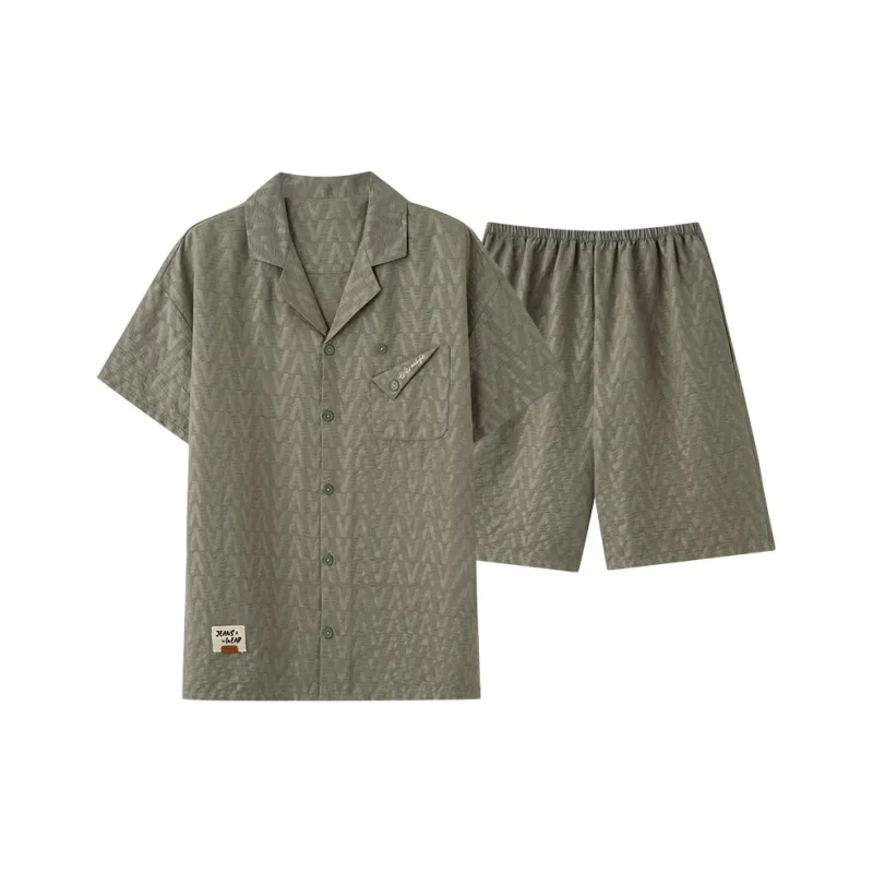 XIAFENYAN Pajama Set Men's Olive Green-0