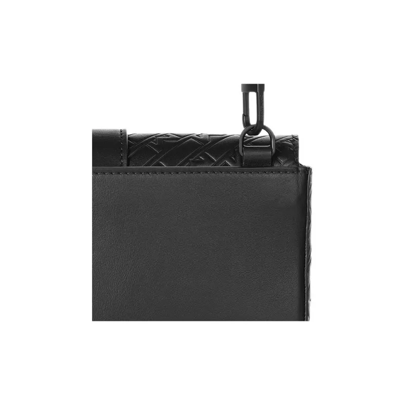 MONTBLANC All Black Full Grain Cow Leather Handheld Shoulder Bag, Crossbody Bag Men's Black-3