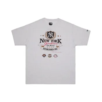 New Era Short Sleeved T Shirts Couple NY Print Trendy And Versatile Unisex Gray