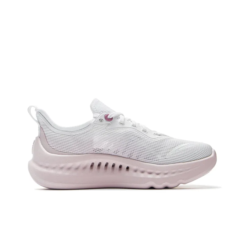 LiNing Cushioning Breathable Wear Resistant Low Top Casual Shoes Women's White Pink-1