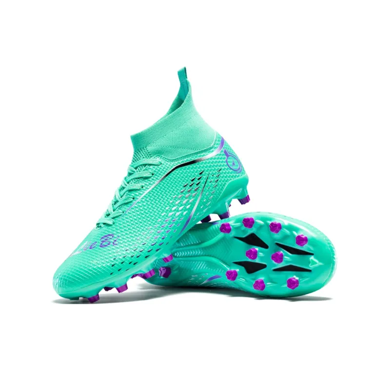 QIUTEXIONG Soccer Shoes Unisex High Top Pink/Green/Yellow-31