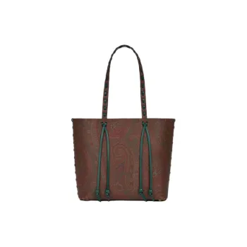 ETRO PVC Tote Bag, Shopping Bag, Handbag, Shoulder Bag Large Size Women's Brown