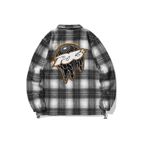 PJ's Vigor Shirts Unisex Black White Plaid
