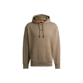 HUGO BOSS SS24 Cotton-Terry Hoodie With Contrast Logo Sweatshirt Men's Light Brown