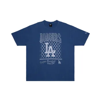 New Era Print Collection Short Sleeved T Shirts Couple NY Print Unisex Blue